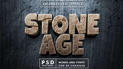 Stone Age PSD fully editable text effect. Layer style PSD mockup template