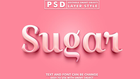 Sugar PSD fully editable text effect. Layer style PSD mockup template