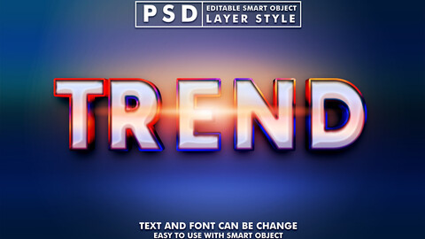 Trend PSD fully editable text effect. Layer style PSD mockup template