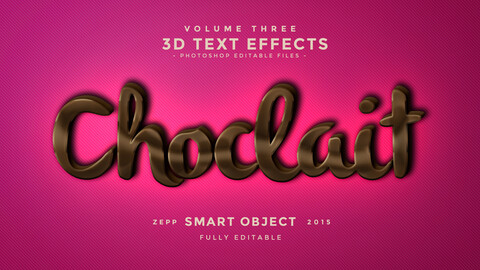 3D Choclait PSD fully editable text effect. Layer style PSD mockup template.