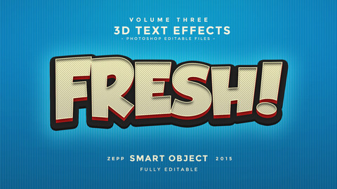 3D Fresh PSD fully editable text effect. Layer style PSD mockup template.