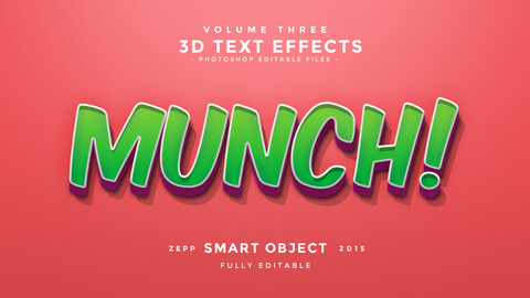 3D MunchPSD fully editable text effect. Layer style PSD mockup template.