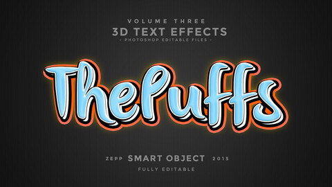 3D Theluffs PSD fully editable text effect. Layer style PSD mockup template.