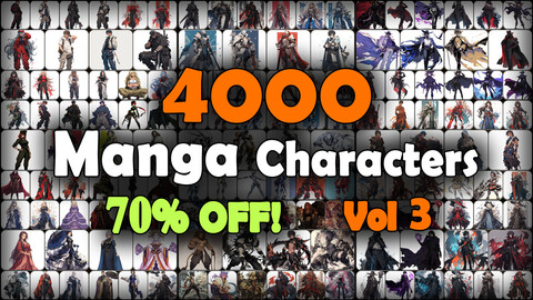 4000 Manga Characters (Full Body) Reference Pack | MEGA Bundle | 4K | v.3