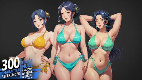 300 Famale Nude anatomy & figure in bikini -VOL01 - Character References