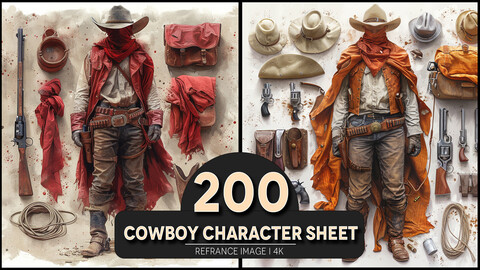 Cowboy Character Sheet 4K Reference/Concept Images