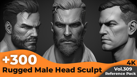 +300 Rugged Male Head Sculpt Reference Images(4k)