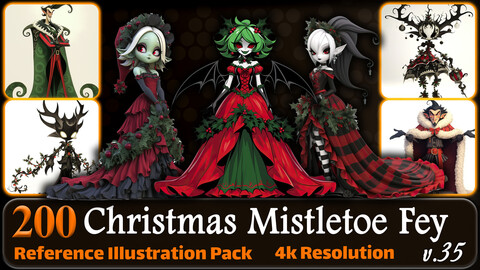 200 Anime Christmas Mistletoe Fey (Full Body) Reference Pack | 4K | v.35