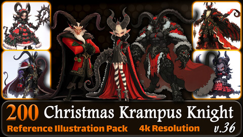 200 Anime Christmas Krampus Knight (Full Body) Reference Pack | 4K | v.36