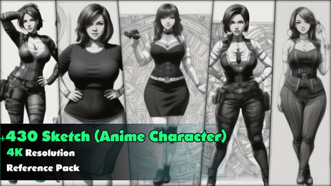 +430 Sketch (Anime Character ) Reference Pack _4k_ V54