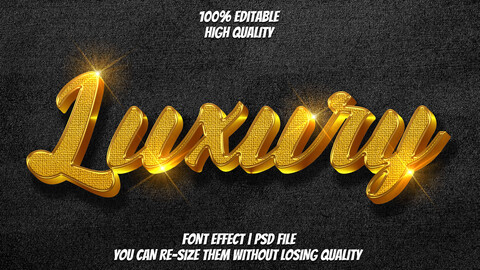 3D Luxury. PSD fully editable text effect. Layer style PSD mockup template