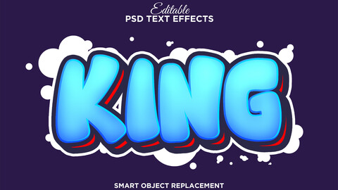 3D King. PSD fully editable text effect. Layer style PSD mockup template