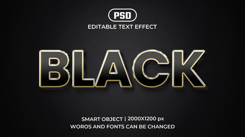 Black PSD fully editable text effect. Layer style PSD mockup template