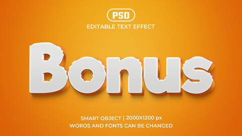 Bonus PSD fully editable text effect. Layer style PSD mockup template