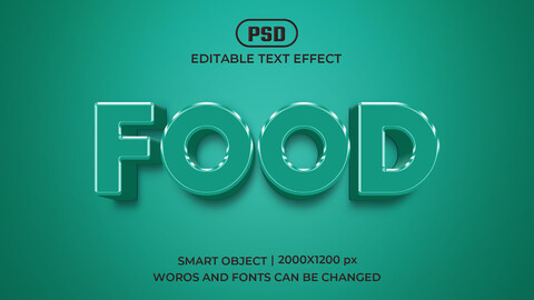 Food PSD fully editable text effect. Layer style PSD mockup template