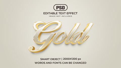 Gold PSD fully editable text effect. Layer style PSD mockup template