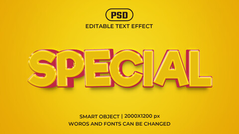 Special PSD fully editable text effect. Layer style PSD mockup template