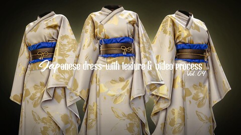 Japanese dress-vol-04|with texture +video Process\ high poly