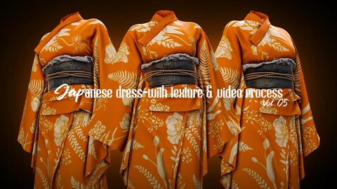 Japanese dress-vol-05|with texture +video Process\ high poly