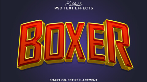 3D Boxer. PSD fully editable text effect. Layer style PSD mockup template