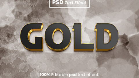 3D Gold. PSD fully editable text effect. Layer style PSD mockup template