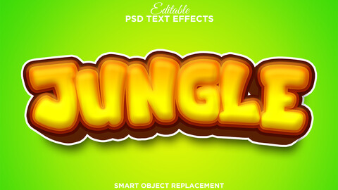 3D Jungle. PSD fully editable text effect. Layer style PSD mockup template