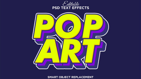 3D Pop Art. PSD fully editable text effect. Layer style PSD mockup template