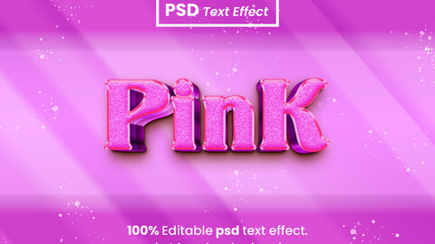 3D Pink. PSD fully editable text effect. Layer style PSD mockup template