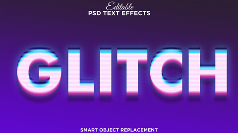 3D Glitch. PSD fully editable text effect. Layer style PSD mockup template