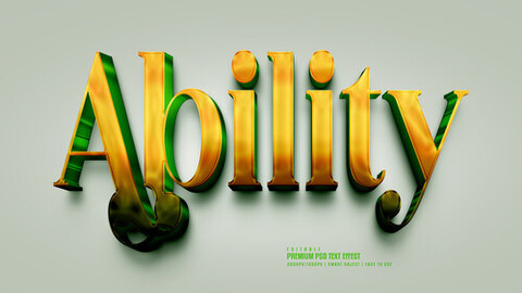 3D Ability. PSD fully editable text effect. Layer style PSD mockup template