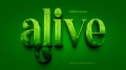 3D Alive. PSD fully editable text effect. Layer style PSD mockup template