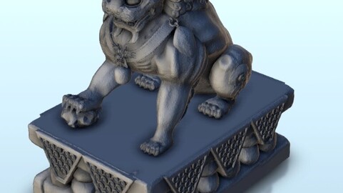 Statue of the celestial snow lion sitting 3 | STL for 3D Printing Printer | Hard Surface