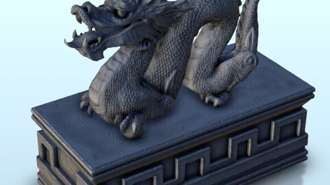 Statue of dragon on carved base 6 | STL for 3D Printing Printer | Hard Surface