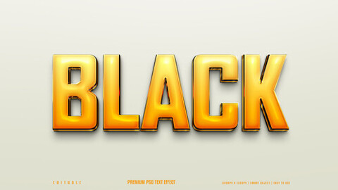 3D Black. PSD fully editable text effect. Layer style PSD mockup template