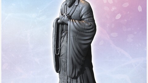 Large standing Asian statue of Confucius (9) | STL for 3D Printing Printer | Hard Surface