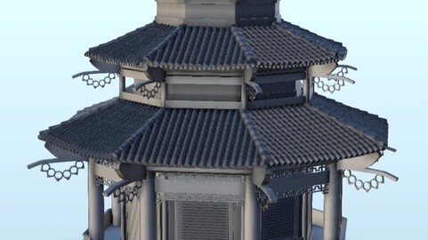 Two-stories pagoda 2 | STL for 3D Printing Printer | Hard Surface