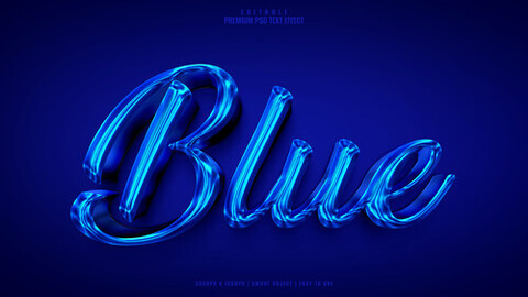 3D Blue. PSD fully editable text effect. Layer style PSD mockup template