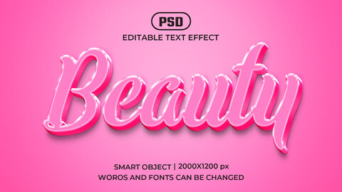 Beauty PSD fully editable text effect. Layer style PSD mockup template