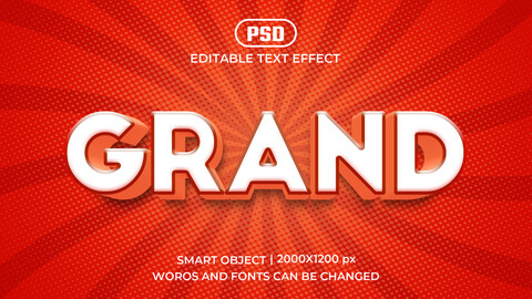 Grand PSD fully editable text effect. Layer style PSD mockup template