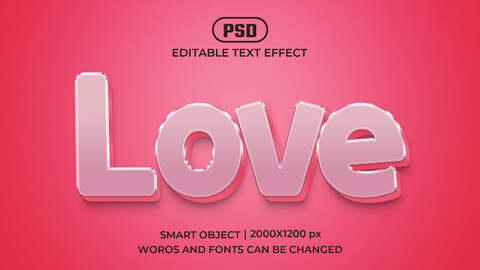 Love PSD fully editable text effect. Layer style PSD mockup template