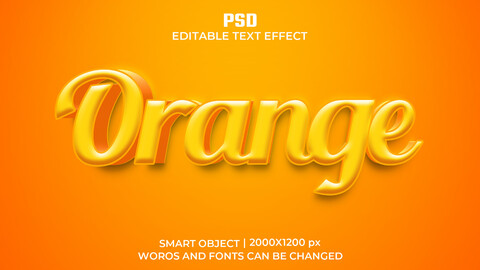 Orange PSD fully editable text effect. Layer style PSD mockup template