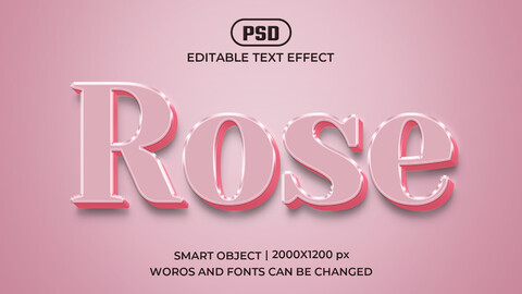 Rose PSD fully editable text effect. Layer style PSD mockup template