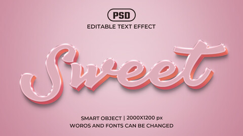 Sweet PSD fully editable text effect. Layer style PSD mockup template