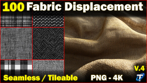 100 Ultra High-Quality Fabric Displacements / Fabric Alpha (Seamless and Tileable) Vol 4