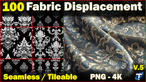 100 Ultra High-Quality Fabric Displacements (Seamless and Tileable) Vol 5