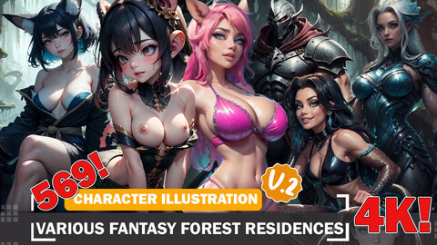 569 Various Fantasy Forest Residences Diverse Outfit Character Design Reference Art V2 4K