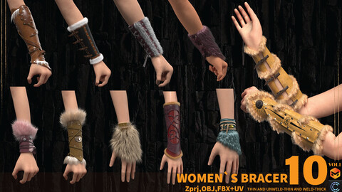 10 WOMEN`S BRACER (MARVELOUS AND CLO3D)( ZPRJ,FBX,OBJ)