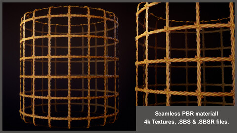 Seamless PBR Material Net Textures (stylized, fishing, rope, knited)