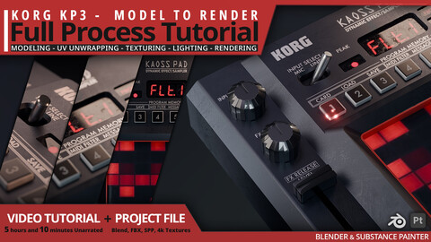 Create Korg KP3 3D Model with Blender & Substance Painter