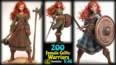 200 Female Celtic Warriors - 4K Resolution - V.46